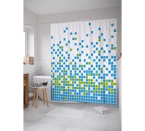 Штора (занавеска) для ванной JoyArty "Расспчатые квадраты" из сатена, 180х200 см с крючками, sc_30736
