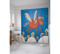 Штора (занавеска) для ванной JoyArty "Полет лошади" из сатена, 180х200 см с крючками, sc_30067