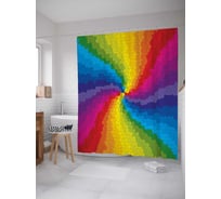 Штора (занавеска) для ванной JoyArty "Разновцетная мозаичная спираль" из сатена, 180х200 см с крючками, sc_30786