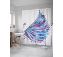 Штора (занавеска) для ванной JoyArty "Современный павлин" из сатена, 180х200 см с крючками, sc_31354