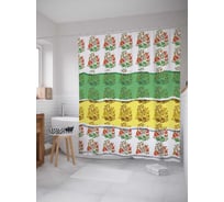 Штора (занавеска) для ванной JoyArty "Весенние букеты" из сатена, 180х200 см с крючками, sc_31161