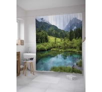 Штора (занавеска) для ванной JoyArty "Лесная тишина" из сатена, 180х200 см с крючками, sc_31404