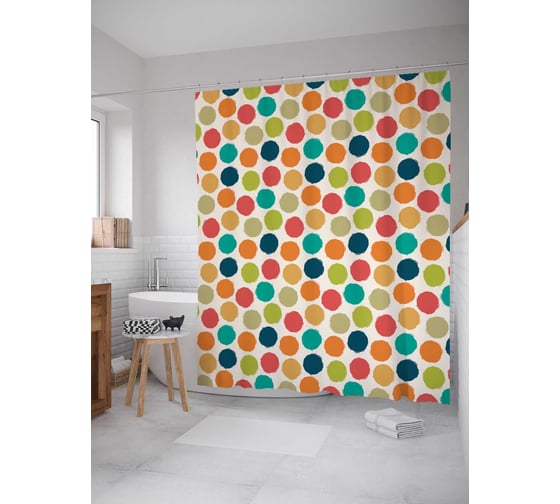 Штора (занавеска) для ванной JoyArty "Воздушные шарики" из сатена, 180х200 см с крючками, sc_30712 1