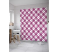 Штора (занавеска) для ванной JoyArty "Двухцветная клетка" из сатена, 180х200 см с крючками, sc_31094