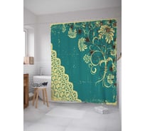 Штора (занавеска) для ванной JoyArty "Цветы с кружевом" из сатена, 180х200 см с крючками, sc_30820