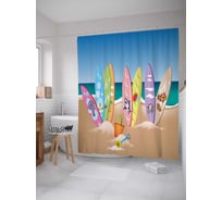 Штора (занавеска) для ванной JoyArty "Доски на пляже" из сатена, 180х200 см с крючками, sc_30141