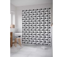 Штора (занавеска) для ванной JoyArty "Черные инструменты" из сатена, 180х200 см с крючками, sc_30105