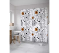 Штора (занавеска) для ванной JoyArty "Нежность цветов" из сатена, 180х200 см с крючками, sc_31282