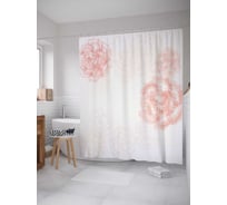 Штора (занавеска) для ванной JoyArty "Очертания пионов" из сатена, 180х200 см с крючками, sc_30941