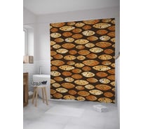 Штора (занавеска) для ванной JoyArty "Коричневые овалы" из сатена, 180х200 см с крючками, sc_31407