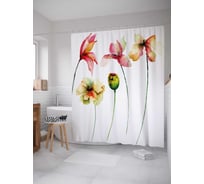 Штора (занавеска) для ванной JoyArty "Утонченные цветы" из сатена, 180х200 см с крючками, sc_30881