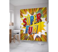 Штора (занавеска) для ванной JoyArty "Взрывное веселье" из сатена, 180х200 см с крючками, sc_30967