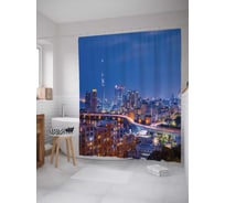 Штора (занавеска) для ванной JoyArty "Городской вечерний трафик" из сатена, 180х200 см с крючками, sc_30803