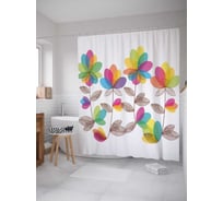 Штора (занавеска) для ванной JoyArty "Поляна семицветов" из сатена, 180х200 см с крючками, sc_30283