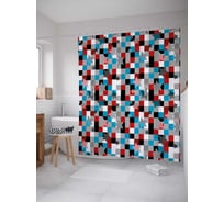 Штора (занавеска) для ванной JoyArty "Звезды и пиксели" из сатена, 180х200 см с крючками, sc_30971