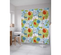 Штора (занавеска) для ванной JoyArty "Круги со спиралью" из сатена, 180х200 см с крючками, sc_30825