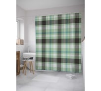 Штора (занавеска) для ванной JoyArty "Мятно-зеленая клетка" из сатена, 180х200 см с крючками, sc_31125
