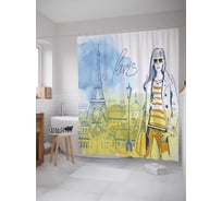 Штора (занавеска) для ванной JoyArty "Рисунок с девушкой" из сатена, 180х200 см с крючками, sc_30266