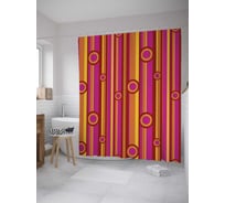 Штора (занавеска) для ванной JoyArty "Полосы с мыльными пузырями" из сатена, 180х200 см с крючками, sc_31167