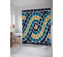 Штора (занавеска) для ванной JoyArty "Переплетенная плитка" из сатена, 180х200 см с крючками, sc_30888