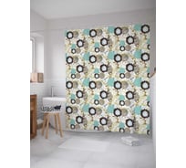 Штора (занавеска) для ванной JoyArty "Цветы хлопка" из сатена, 180х200 см с крючками, sc_30669