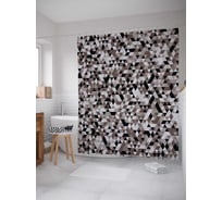 Штора (занавеска) для ванной JoyArty "Геометрическая мозаика" из сатена, 180х200 см с крючками, sc_30212