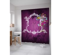 Штора (занавеска) для ванной JoyArty "Викторианская рамка с радужным цветком" из сатена, 180х200 см с крючками, sc_31342