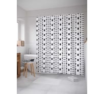 Штора (занавеска) для ванной JoyArty "Точечный орнамент" из сатена, 180х200 см с крючками, sc_30784