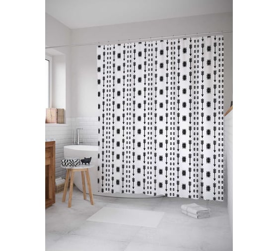 Штора (занавеска) для ванной JoyArty "Точечный орнамент" из сатена, 180х200 см с крючками, sc_30784 1
