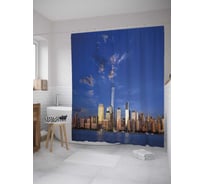 Штора (занавеска) для ванной JoyArty "Городская панорама вечером" из сатена, 180х200 см с крючками, sc_31036