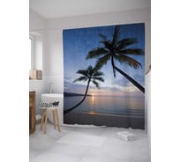 Штора (занавеска) для ванной JoyArty "Две подружки на пляже" из сатена, 180х200 см с крючками, sc_31409