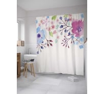 Штора (занавеска) для ванной JoyArty "Цветочная акварельная арка" из сатена, 180х200 см с крючками, sc_31003