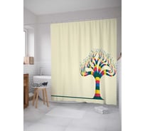 Штора (занавеска) для ванной JoyArty "Радужное дерево" из сатена, 180х200 см с крючками, sc_30063