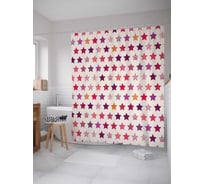 Штора (занавеска) для ванной JoyArty "Цветные звезды" из сатена, 180х200 см с крючками, sc_30968