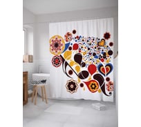 Штора (занавеска) для ванной JoyArty "Нотные узоры" из сатена, 180х200 см с крючками, sc_30969
