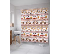 Штора (занавеска) для ванной JoyArty "Индийские пирамиды" из сатена, 180х200 см с крючками, sc_30816