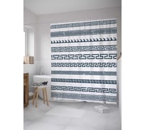 Штора (занавеска) для ванной JoyArty "Греческие узоры" из сатена, 180х200 см с крючками, sc_31037