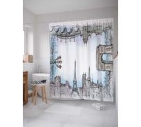 Штора (занавеска) для ванной JoyArty "Французская рамка" из сатена, 180х200 см с крючками, sc_30880