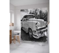 Штора (занавеска) для ванной JoyArty "Старая фотография автомобиля" из сатена, 180х200 см с крючками, sc_30186