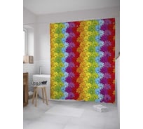 Штора (занавеска) для ванной JoyArty "Радужные волны" из сатена, 180х200 см с крючками, sc_31374