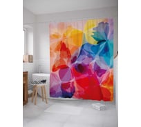 Штора (занавеска) для ванной JoyArty "Цветочная абстракция" из сатена, 180х200 см с крючками, sc_30173