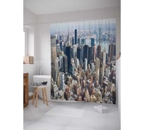 Штора (занавеска) для ванной JoyArty "Городские высоты" из сатена, 180х200 см с крючками, sc_30946
