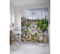 Штора (занавеска) для ванной JoyArty "Одинокий городок" из сатена, 180х200 см с крючками, sc_31402