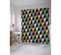 Штора (занавеска) для ванной JoyArty "Разноцветные крыши" из сатена, 180х200 см с крючками, sc_30108