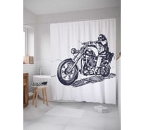 Штора (занавеска) для ванной JoyArty "Байкер в дороге" из сатена, 180х200 см с крючками, sc_30094