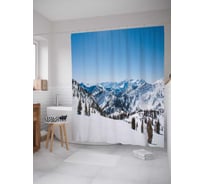 Штора (занавеска) для ванной JoyArty "Заснеженные горные долины" из сатена, 180х200 см с крючками, sc_30802