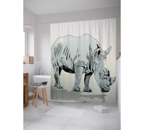 Штора (занавеска) для ванной JoyArty "Эскиз носорога" из сатена, 180х200 см с крючками, sc_30276