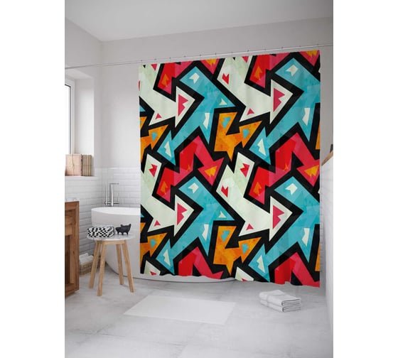 Штора (занавеска) для ванной JoyArty "Стрит-арт" из сатена, 180х200 см с крючками, sc_30735 1