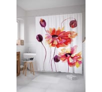 Штора (занавеска) для ванной JoyArty "Цветение бутонов" из сатена, 180х200 см с крючками, sc_30832