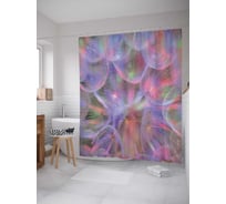 Штора (занавеска) для ванной JoyArty "Психоделические одуванчики" из сатена, 180х200 см с крючками, sc_30885